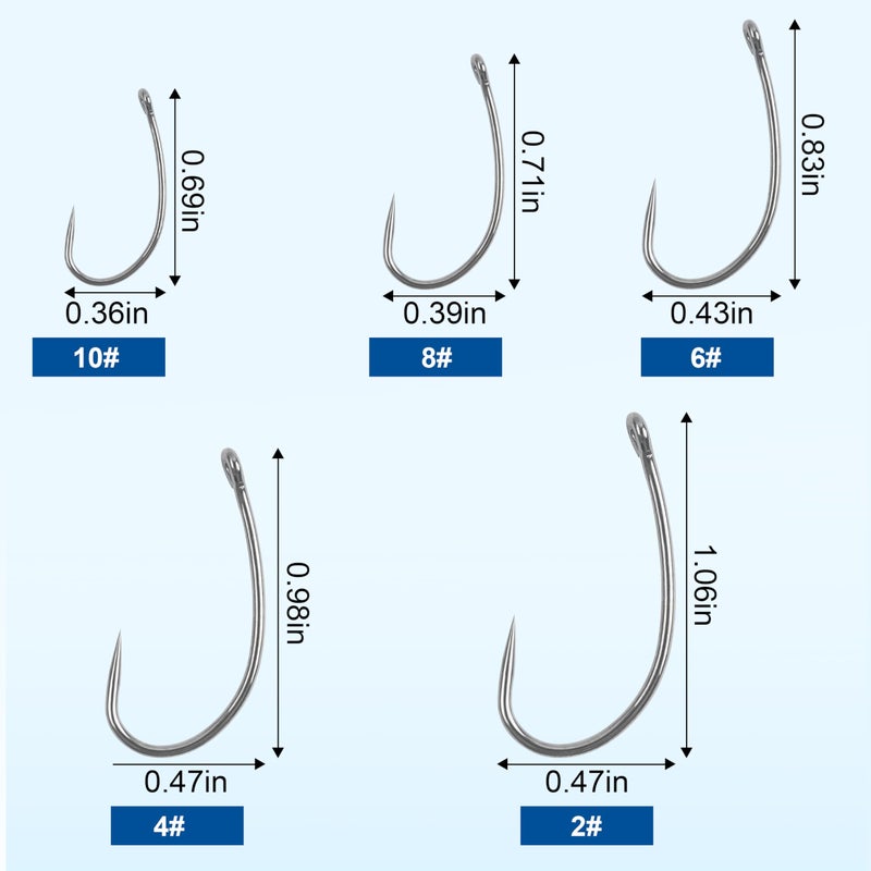 SILANON Barbless Fishing Hooks, 120pcs Barbless Trout Carp Hooks Circle Curve Shank Carp Fishing Fly Tying Hooks for Hair Rig Freshwater Saltwater (Size 6) - Image 4